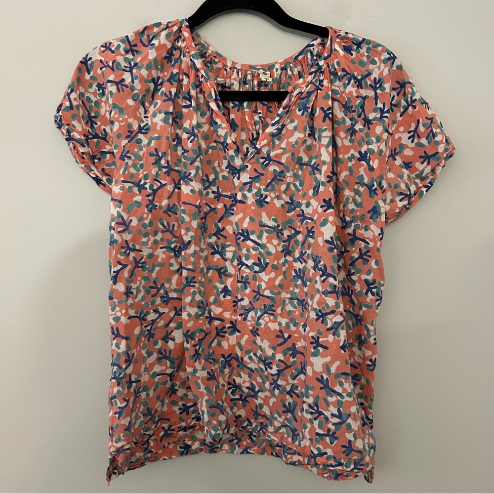 Mirth Pink Floral Printed V-Neck Blouse
